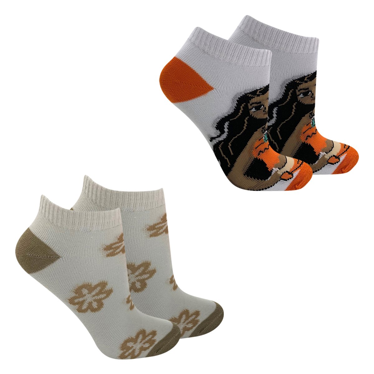 Kit Meia Infantil Disney Cano Curto Moana 2 Pares - Branco+Laranja é boa?