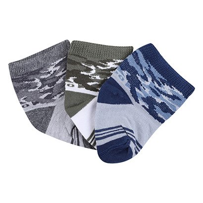 Kit Meia Infantil Lupo Estampada C/ 3 Pares Masculina - Masculino