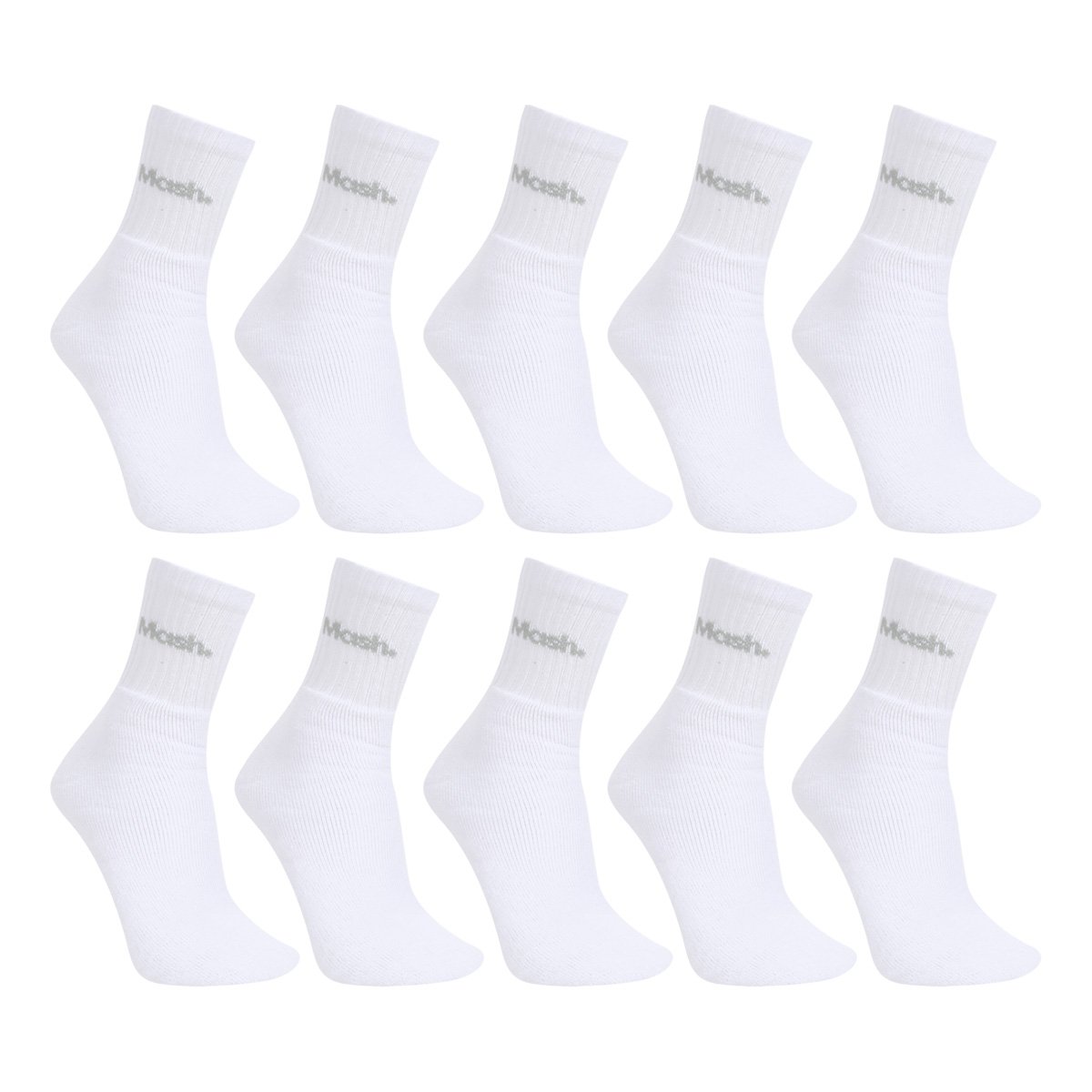 Kit Meia Mash Cano Médio Felpa 10 Pares Masculino - Branco Menor preço em Kit Meia Mash Cano Médio Felpa 10 Pares Masculino - Branco