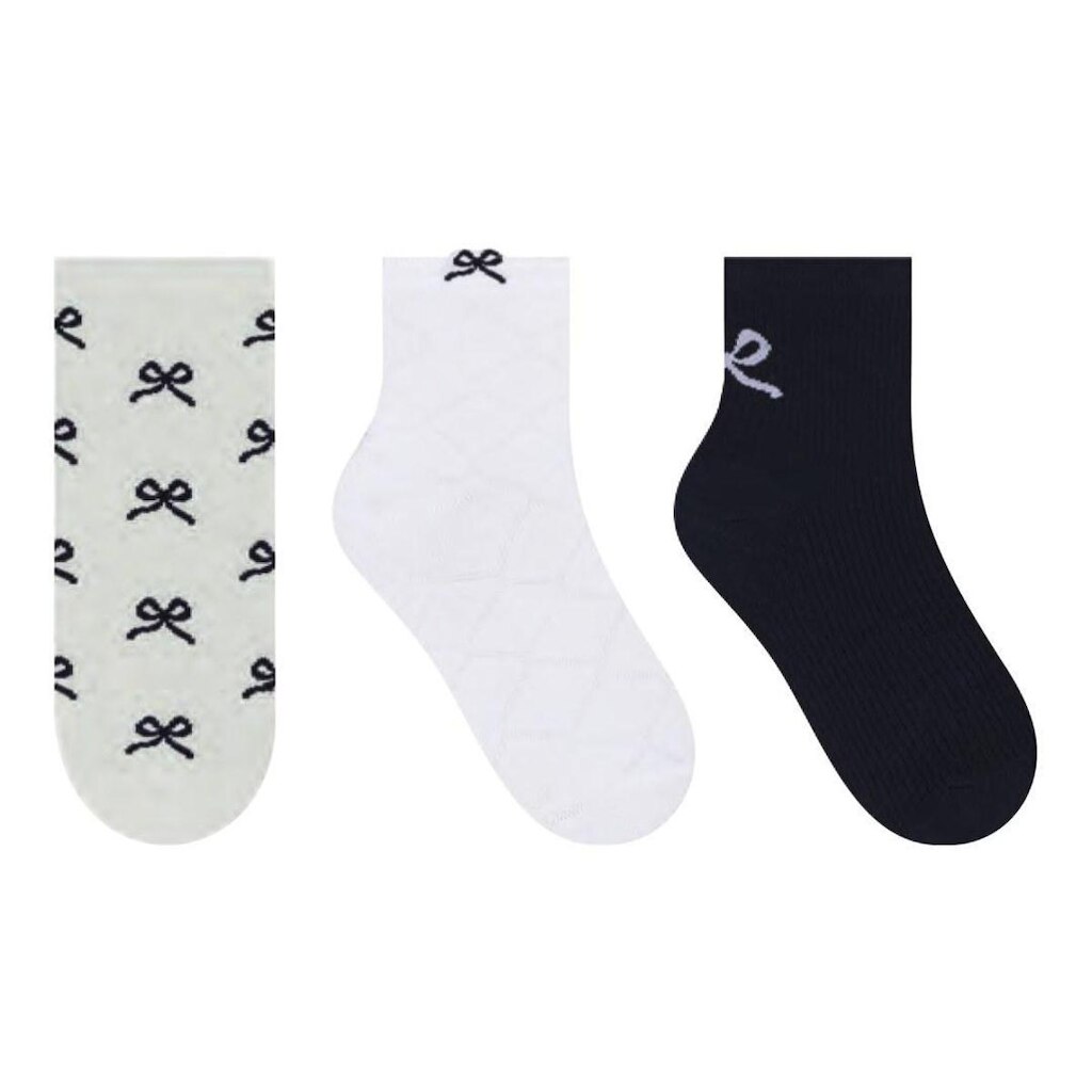 Kit Meia Soquete Feminina Estampada 3 Pares
