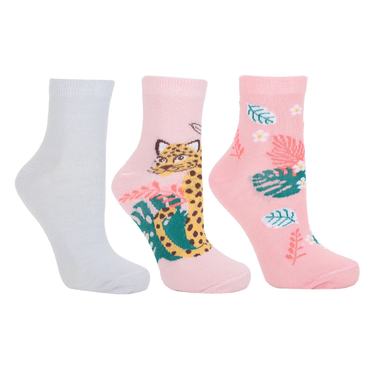 Kit Meia Soquete Juvenil Cia da Meia Desenhada Feminina 3 Pares - Rosa+Branco Menor preço em Kit Meia Soquete Juvenil Cia da Meia Desenhada Feminina 3 Pares - Rosa+Branco