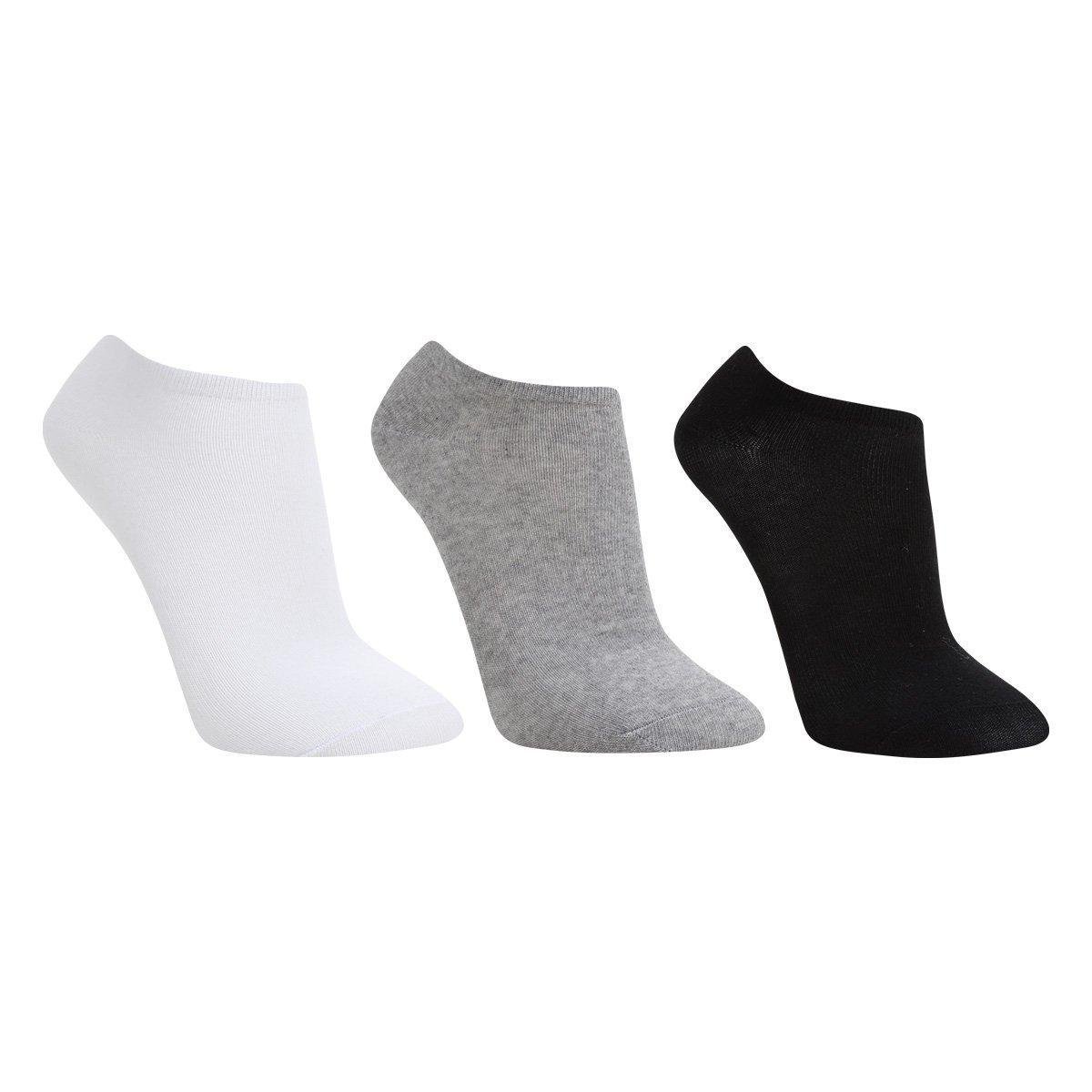 Kit Meias Selene Sapatilha 3 Pares Unissex - Branco+Preto Menor preço em Kit Meias Selene Sapatilha 3 Pares Unissex - Branco+Preto