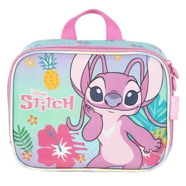 Kit Mochila alça nas costas infantil com Rodinha com Lancheira Térmica Lillo Stitch