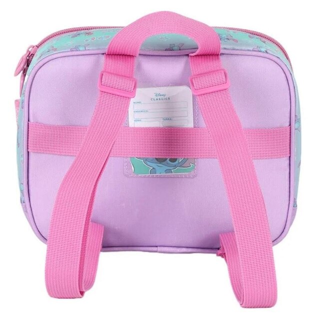 Kit Mochila alça nas costas infantil com Rodinha com Lancheira Térmica Lillo Stitch