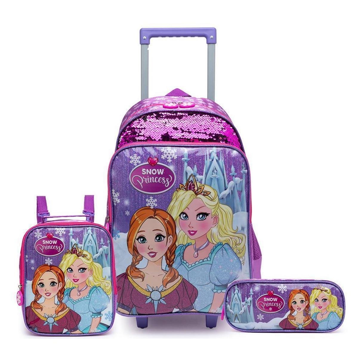 Kit Mochila Bolsa Com Lancheira + Estojo Infantil Escolar Reforçada Menina - Lilás Menor preço em Kit Mochila Bolsa Com Lancheira + Estojo Infantil Escolar Reforçada Menina - Lilás