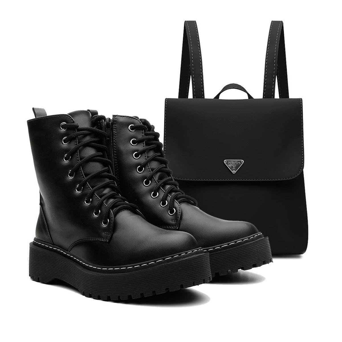 Kit Mochila + Bota Coturno Feminina Cano Médio Vicerinne - Preto é ruim? Kit Mochila + Bota Coturno Feminina Cano Médio Vicerinne - Preto é boa?