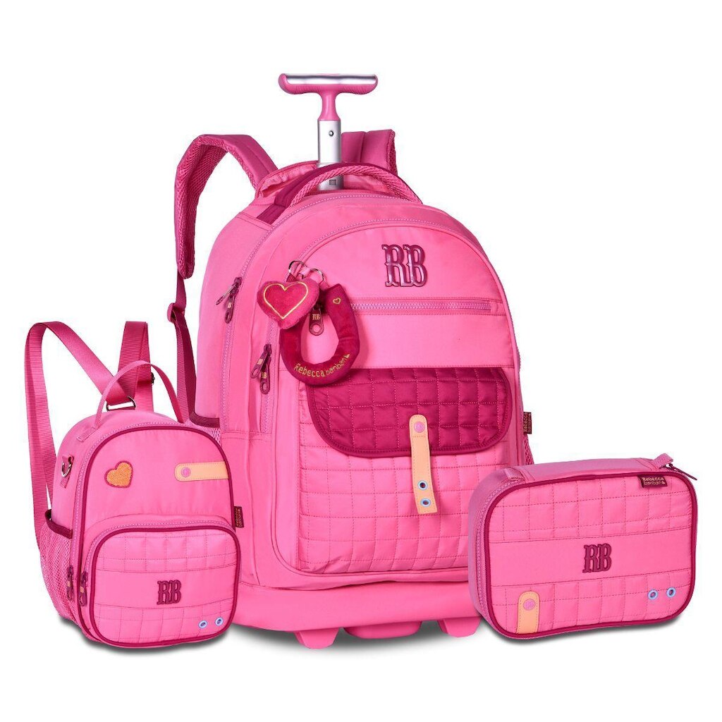 Kit Mochila Carrinho Lancheira e Estojo Rebecca Bonbon
