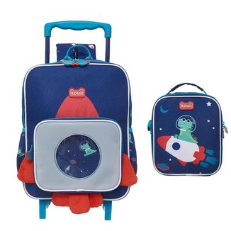 Kit Mochila Carrinho Lancheira Kouii Pacific Nauta Azul