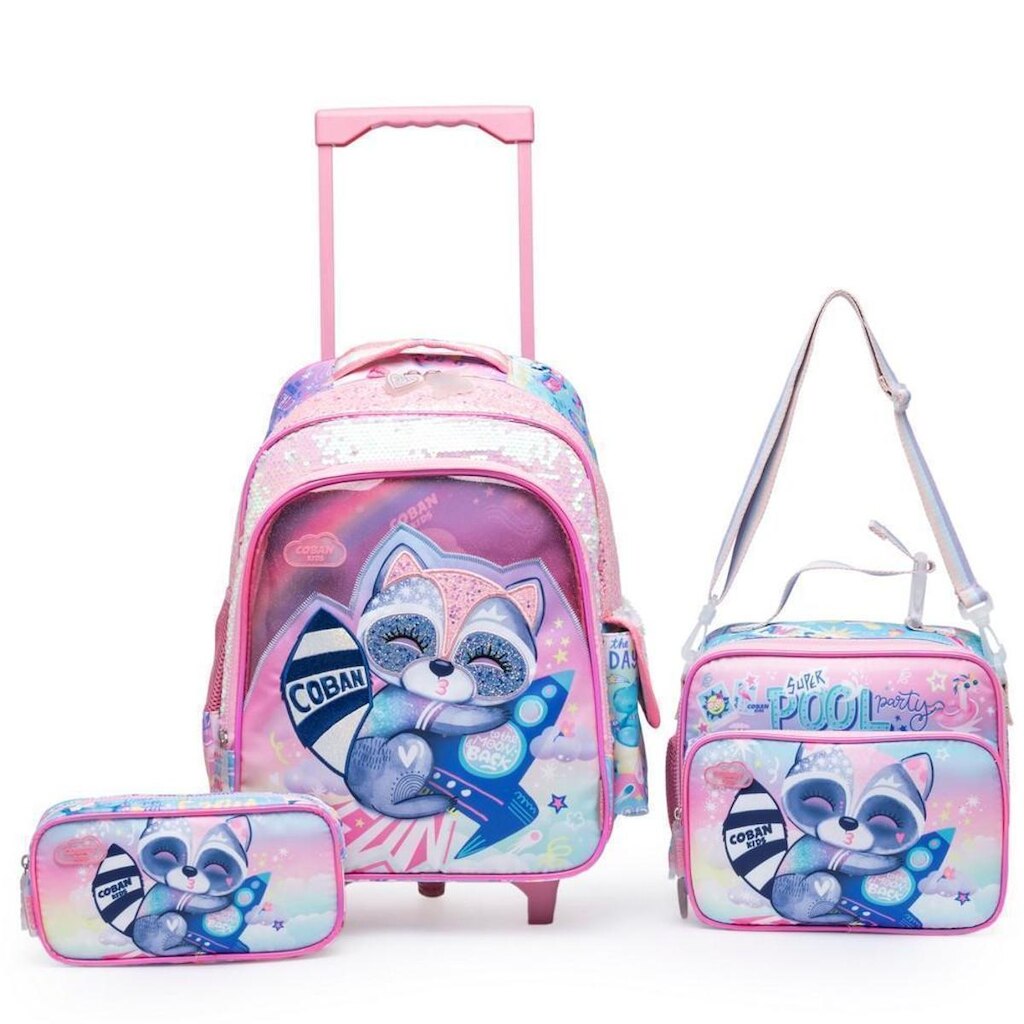 Kit Mochila Coban de Rodinhas Infantil Escolar 37 Litros