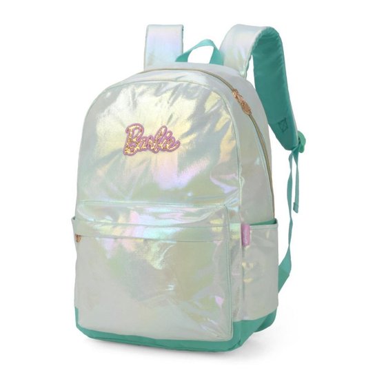Kit Mochila Costas e Estojo Oficial BARBIE Metalizado Verde