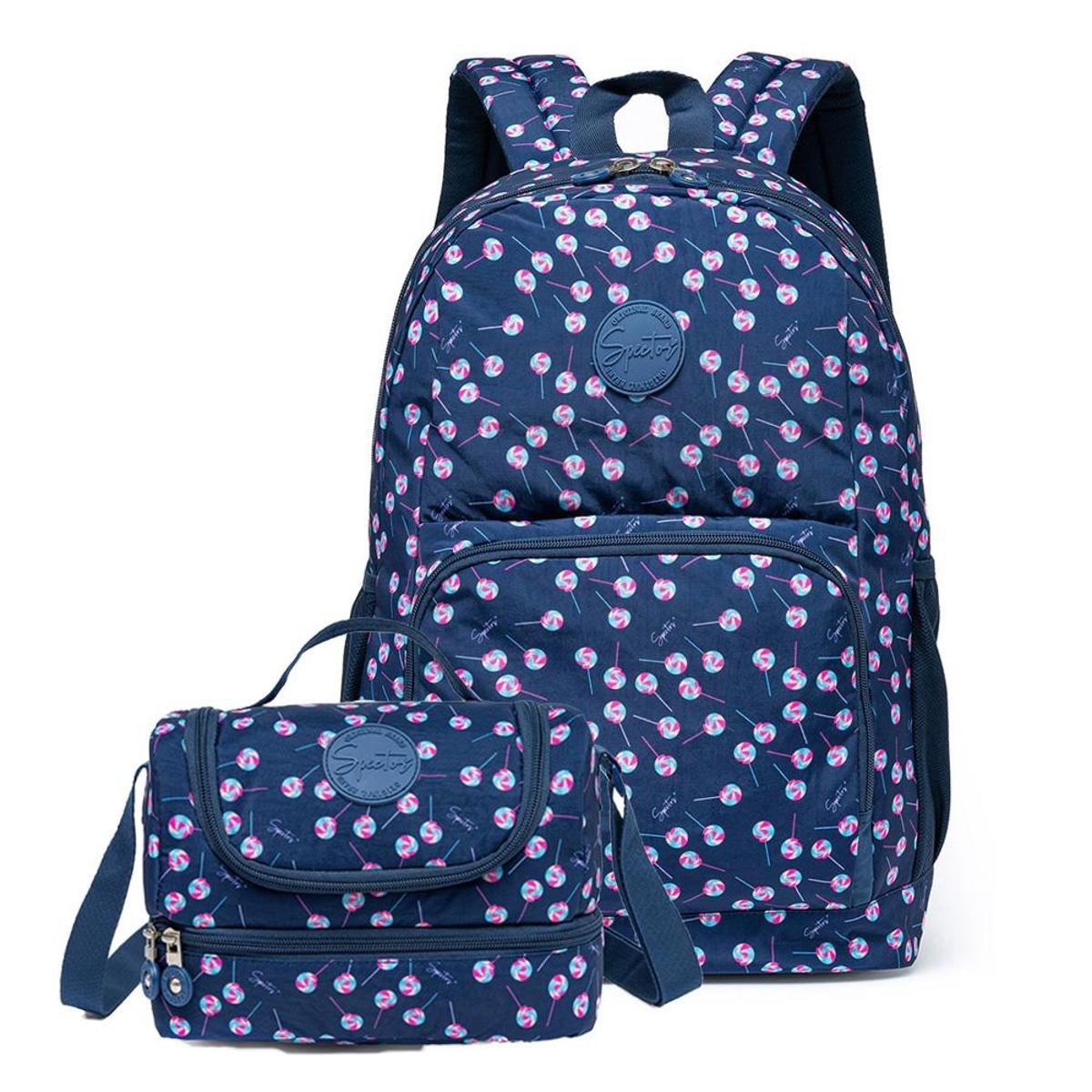 Kit Mochila de Costas + Lancheira Spector Lollipop Pirulito Infantil Escolar - Azul Menor preço em Kit Mochila de Costas + Lancheira Spector Lollipop Pirulito Infantil Escolar - Azul