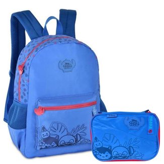 Kit Mochila de Costas STITCH DISNEY Clio TS24632 azul-rosa