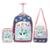 Kit Mochila de Rodinha Guelph Escolar Feminino Infantil Unicórnio Estojo Lancheira Térmica - Azul+Rosa