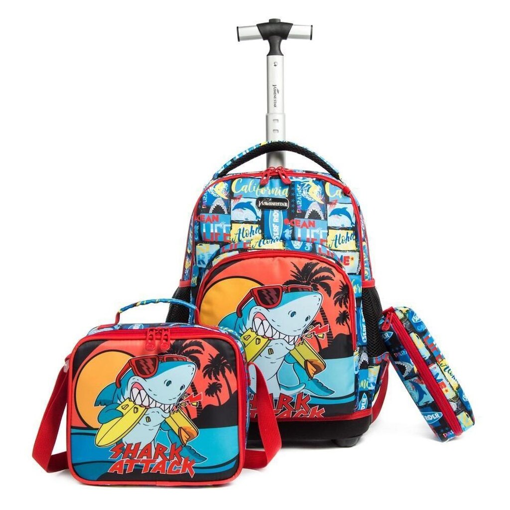 Kit Mochila de Rodinha Infantil Impermeável Lancheira Termica