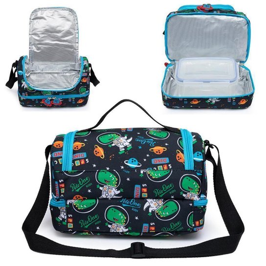 Kit Mochila De Rodinha Infantil Lancheira Panda Térmica Estojo Escolar