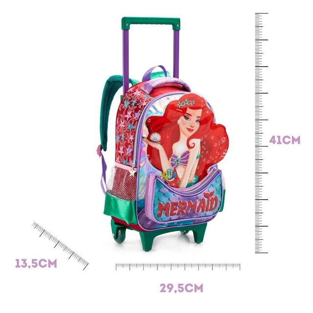 Kit Mochila de Rodinha, Lancheira e Estojo da Sereia