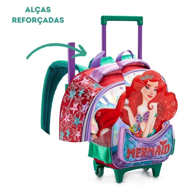 Kit Mochila de Rodinha, Lancheira e Estojo da Sereia