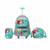 Kit Mochila de Rodinhas Infantil  Pequena Sereia Lancheira  Estojo Escolar Feminino - Verde água