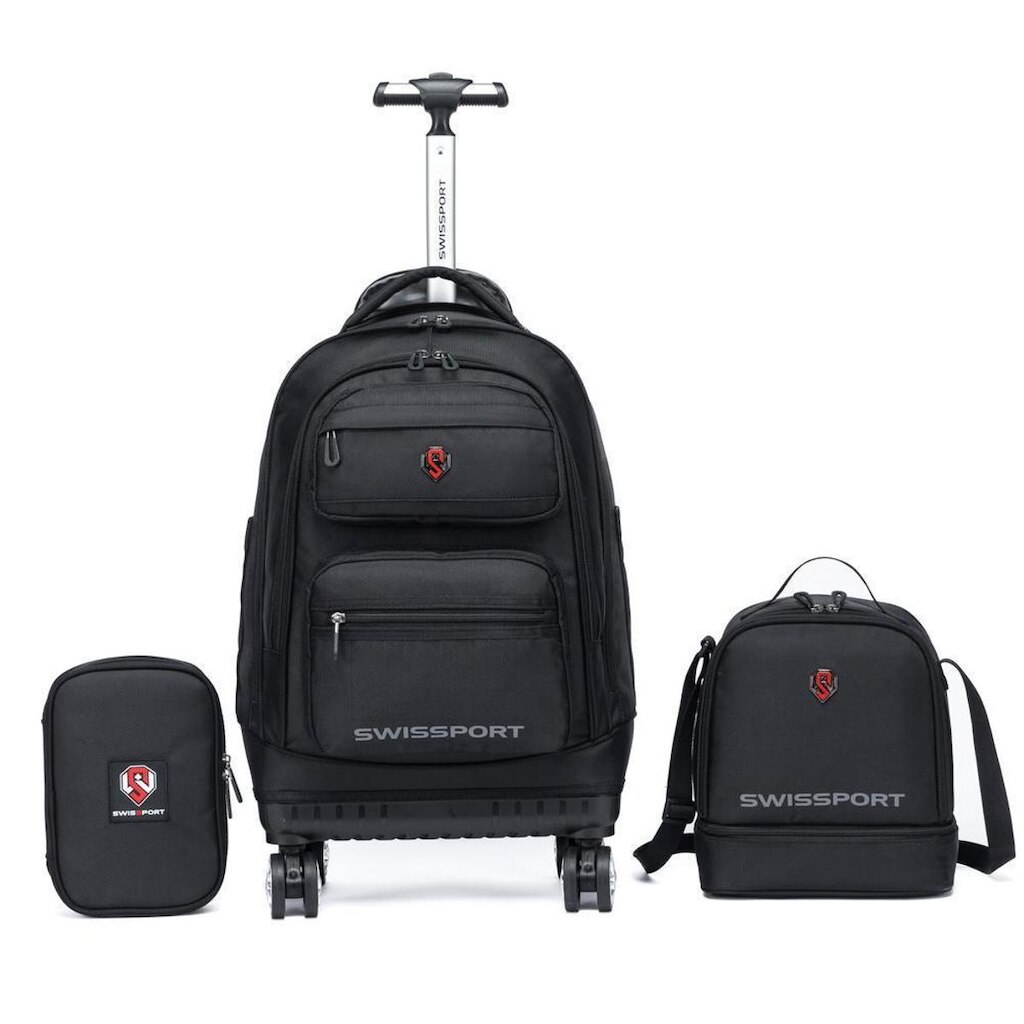 Kit Mochila Escolar de Rodinha Juvenil Lancheira Estojo Faculdade 30 Litros