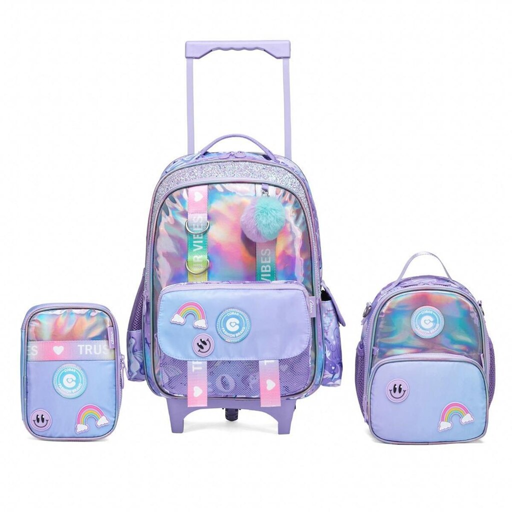 Kit Mochila Escolar Infantil Divertida Estojo + Lancheira