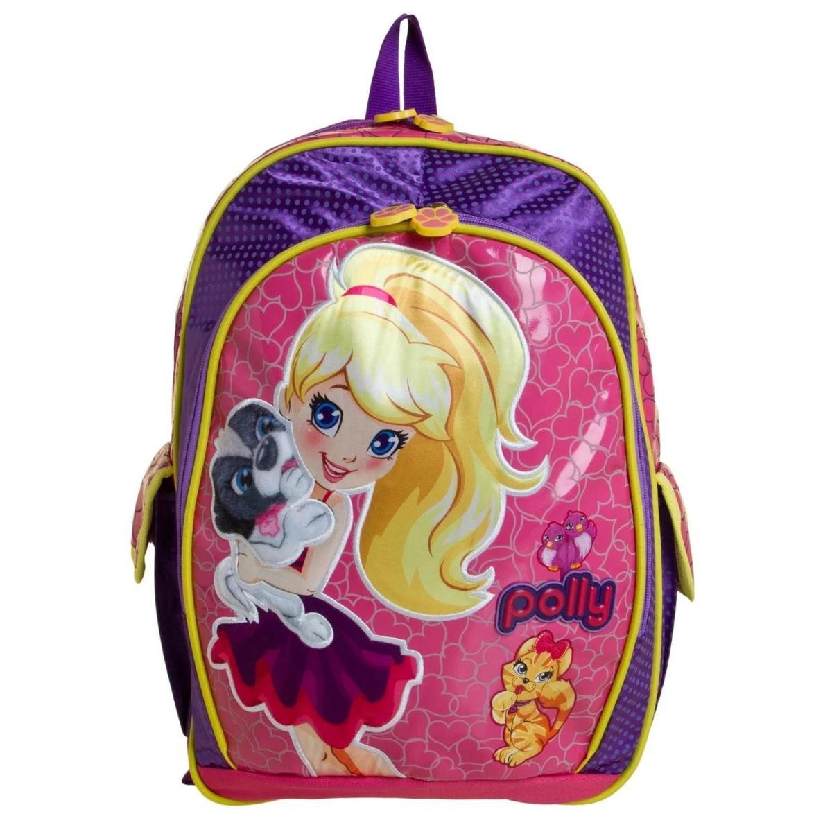 Kit Mochila Escolar Polly Pocket Infantil Costas Tam G Com Lancheira ...