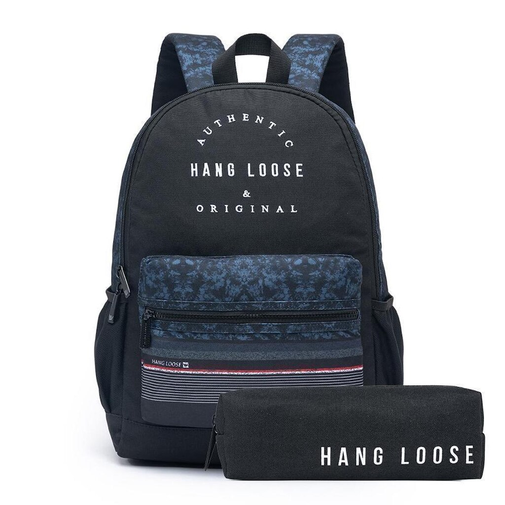Kit Mochila Estojo Escolar Casual Masculino Hang Loose 19 Litros