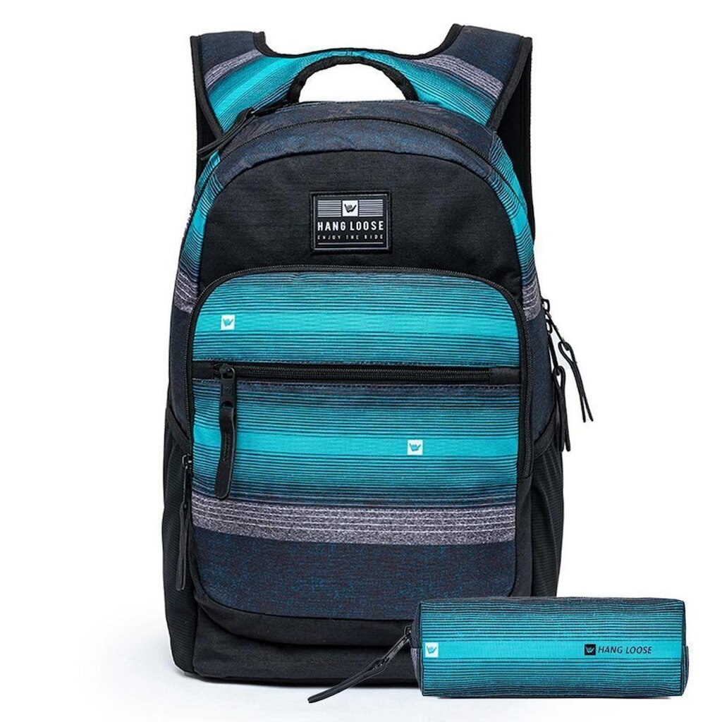 Kit Mochila Estojo Hang Loose Faculdade Casual Masculino 18 Litros