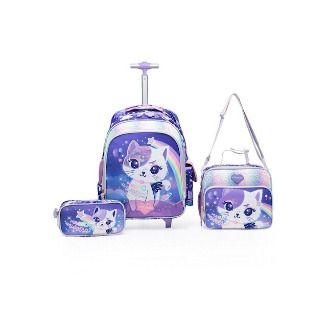 Kit Mochila Estojo Lancheira Ferrazzi Infantil Escolar Feminino