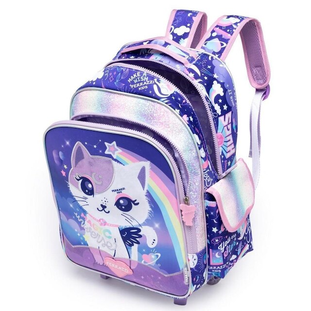 Kit Mochila Estojo Lancheira Ferrazzi Infantil Escolar Feminino