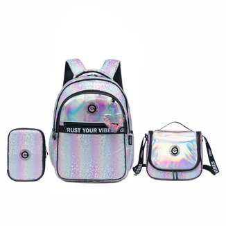 Kit Mochila estojo lancheira Infantil Coban feminino