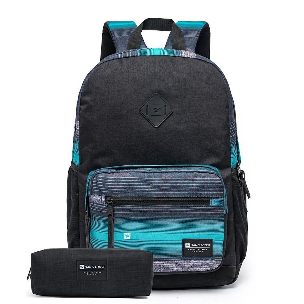 Kit Mochila Hang Loose Masculina Escolar Juvenil Casual 18 Litros