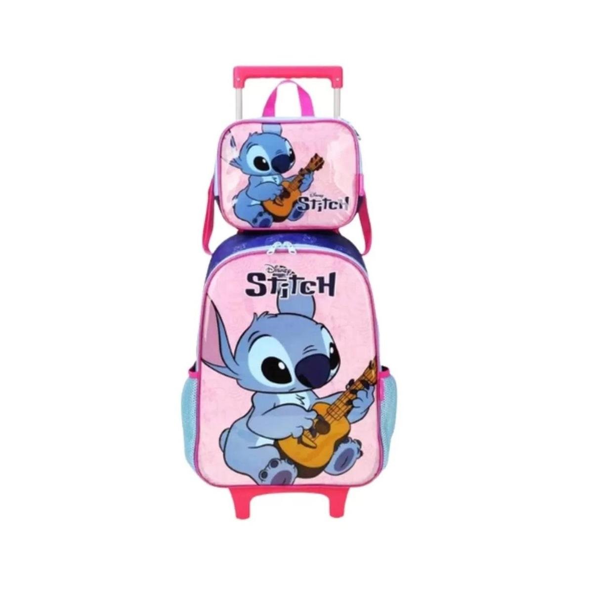 Kit Mochila infantil com Rodinha e Lancheira Térmica Lillo Stitch