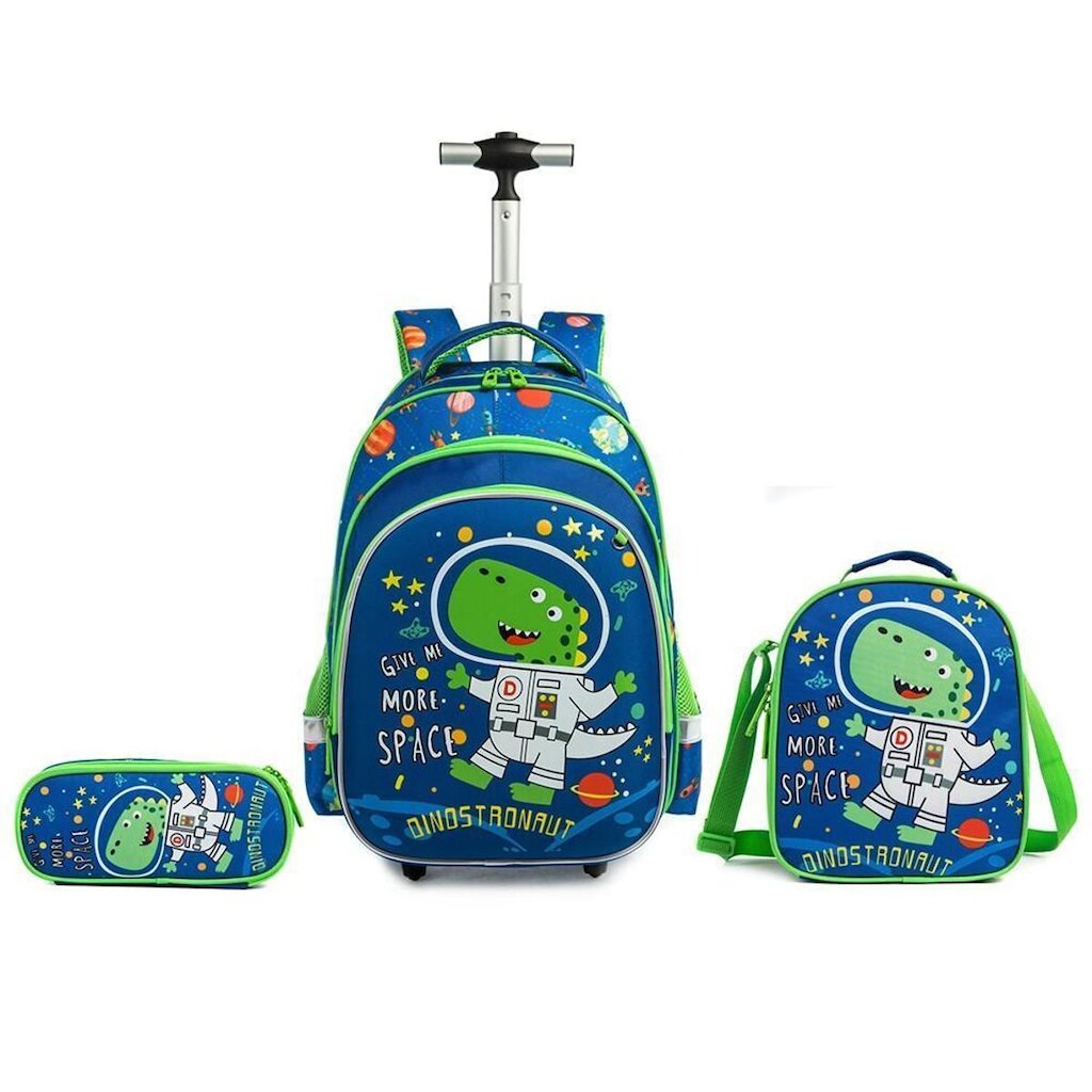 Kit Mochila Infantil de Rodinhas Menina Menino Lancheira 20 litros