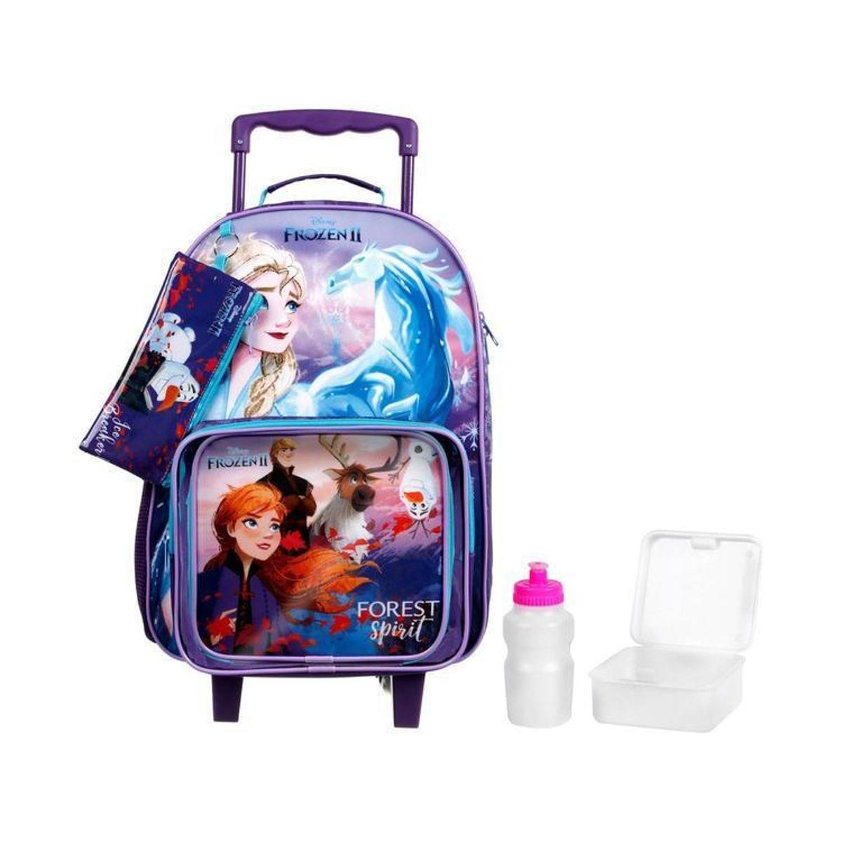 Kit Mochila Infantil Escolar com Rodinha Frozen 2 Feminina + Lancheira + Estojo - Lilás Menor preço em Kit Mochila Infantil Escolar com Rodinha Frozen 2 Feminina + Lancheira + Estojo - Lilás