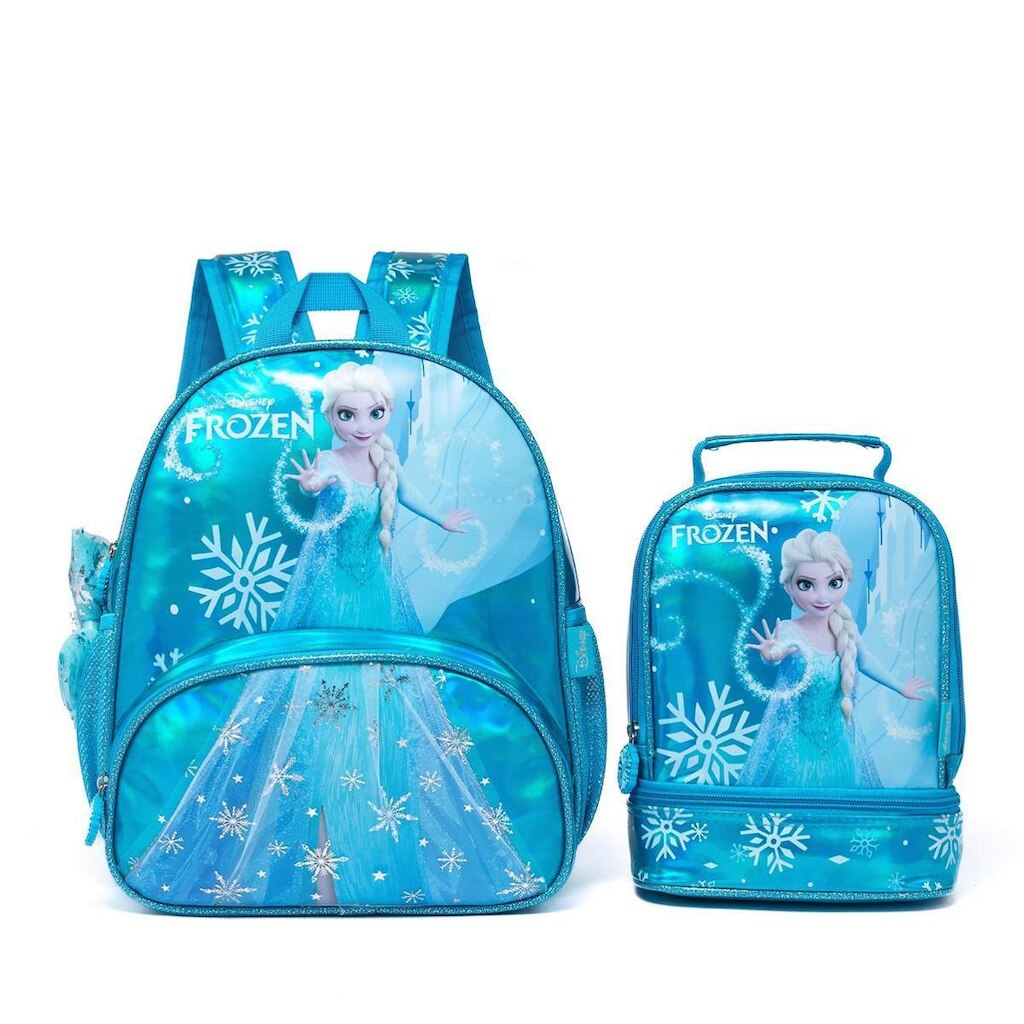 Kit Mochila Lancheira Escola Disney Infantil Espaçosa Frozen