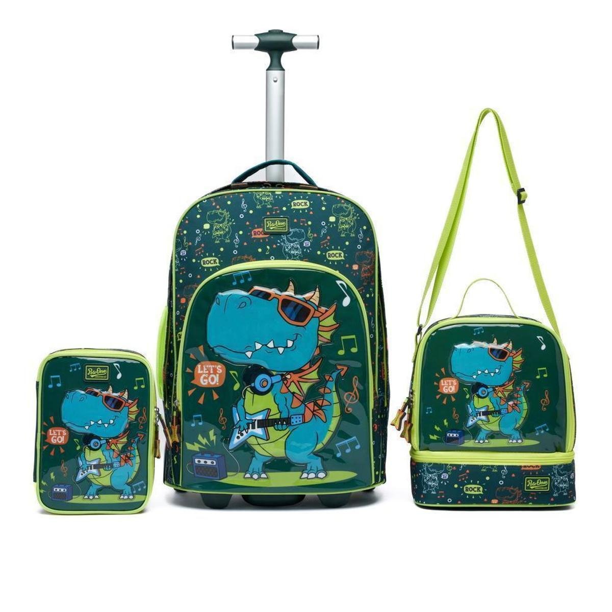 Kit Mochila Rodinha Dino Guitarra Estojo Organizador Lancheira Térmica 33 Litros é boa?