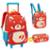 Kit Mochila Rodinha Lancheira e Estojo Creche Infantil ZOOP - Vermelho