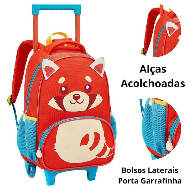 Kit Mochila Rodinha Lancheira e Estojo Creche Infantil ZOOP