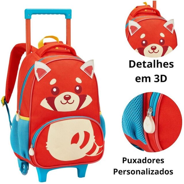 Kit Mochila Rodinha Lancheira e Estojo Creche Infantil ZOOP