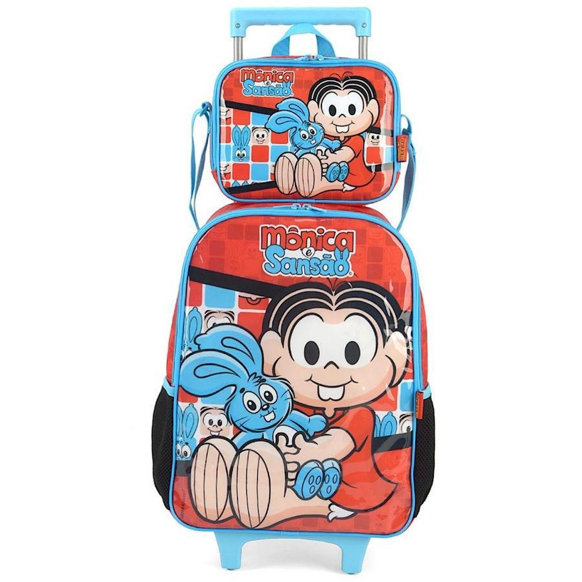 Kit Mochila Rodinha Luxcel Turma da Mônica 37842 - Vermelho Menor preço em Kit Mochila Rodinha Luxcel Turma da Mônica 37842 - Vermelho