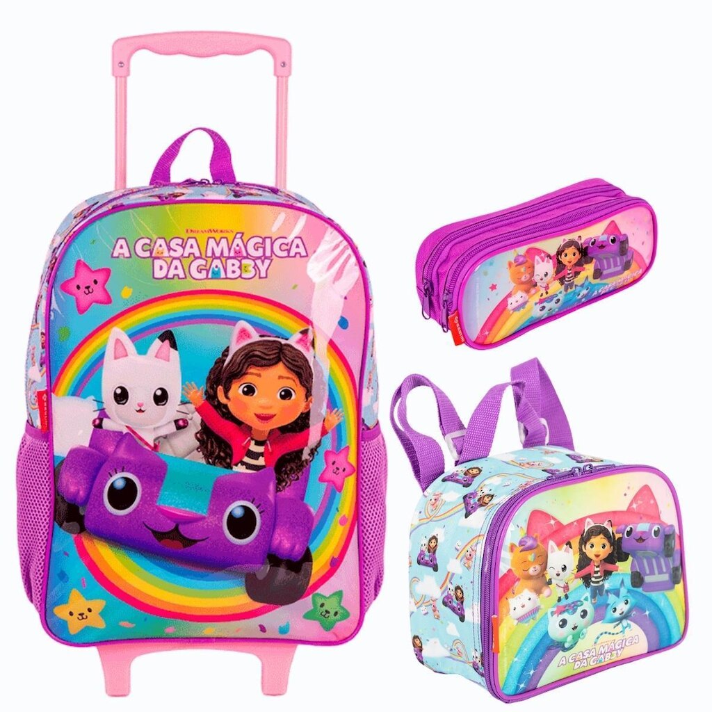 Kit Mochila Rodinhas CASA MÁGICA DA GABBY RAINBOWS Sestini