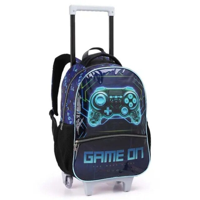 Kit Mochila Rodinhas Lancheira Estojo Video Game Infantil Escolar Game On Seanite