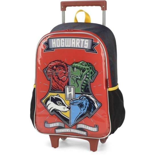 Kit Mochila Rodinhas Lancheira Luxcel Harry Potter Vermelho