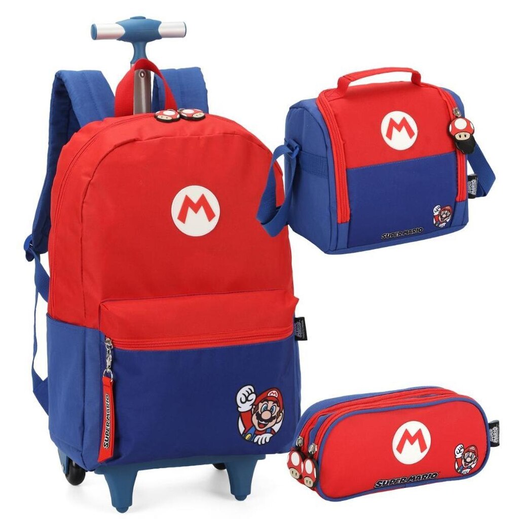 Kit Mochila Rodinhas SUPER MARIO Vermelho - Luxcel MC46942MO