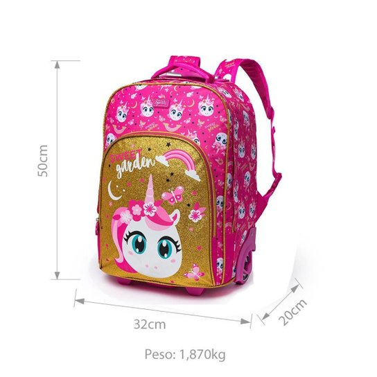 Kit Mochila Unicórnio Lancheira Estojo Infantil Escolar Reforçada Menina Espaçosa