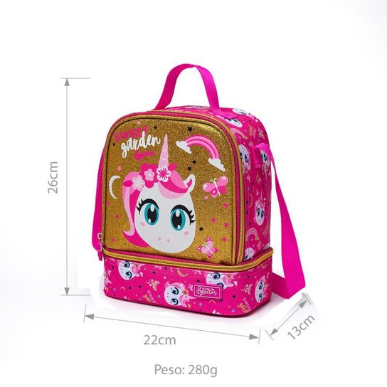 Kit Mochila Unicórnio Lancheira Estojo Infantil Escolar Reforçada Menina Espaçosa