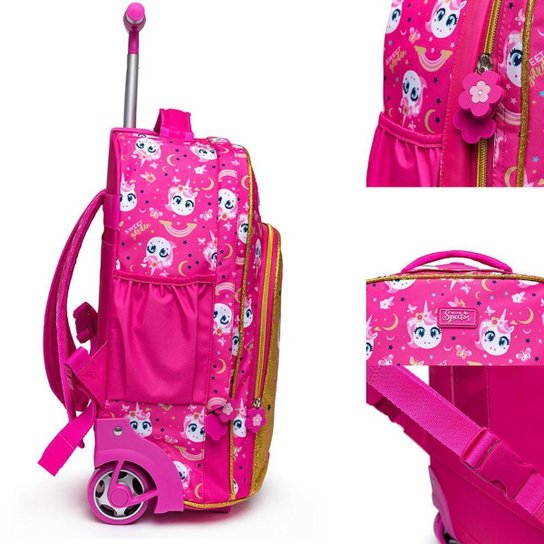 Kit Mochila Unicórnio Lancheira Estojo Infantil Escolar Reforçada Menina Espaçosa