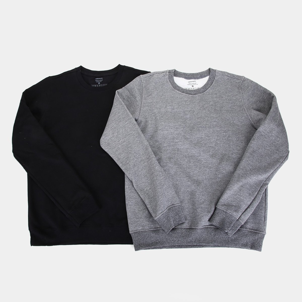 Kit Moletom Basicamente Sem Capuz Liso 2 Peças Feminino - Preto+Chumbo Menor preço em Kit Moletom Basicamente Sem Capuz Liso 2 Peças Feminino - Preto+Chumbo
