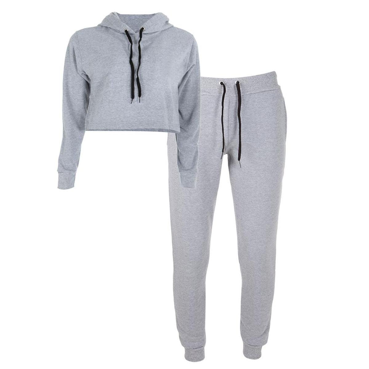 Kit Moletom Cropped + Calça Comfy Feminina - Cinza Menor preço em Kit Moletom Cropped + Calça Comfy Feminina - Cinza
