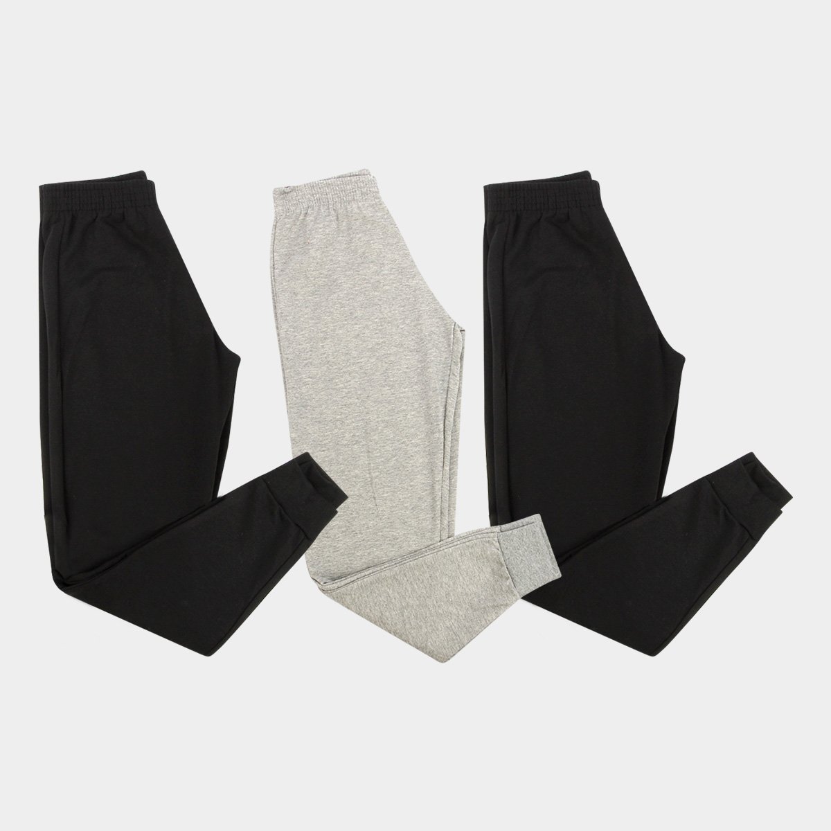 Kit Moletom Three Hands Básico Feminino 3 Peças - Cinza+Preto Menor preço em Kit Moletom Three Hands Básico Feminino 3 Peças - Cinza+Preto